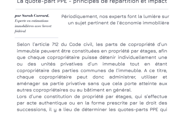  La quote-part PPE – principes de répartition et impact